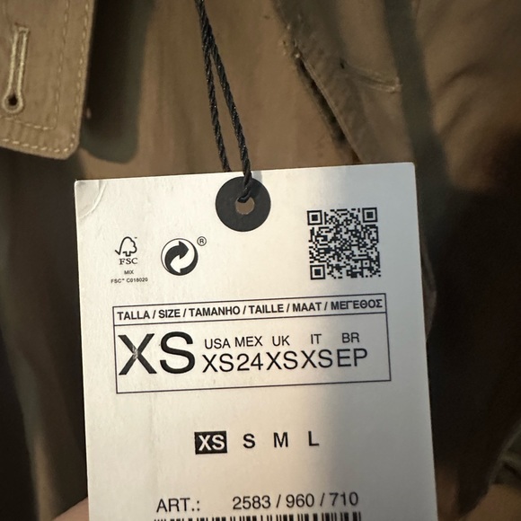 NEW Zara oversized olive green trench coat XS - Picture 3 of 3